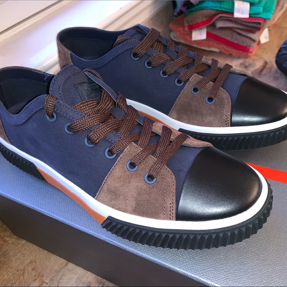 NEW - Prada technical mesh and leather sneakers